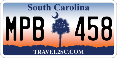 SC license plate MPB458