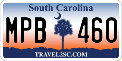 SC license plate MPB460