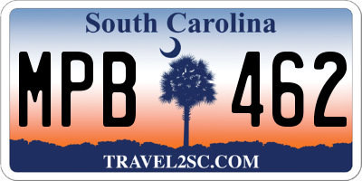 SC license plate MPB462