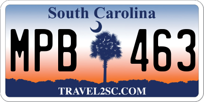 SC license plate MPB463