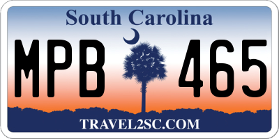 SC license plate MPB465