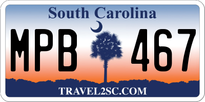 SC license plate MPB467