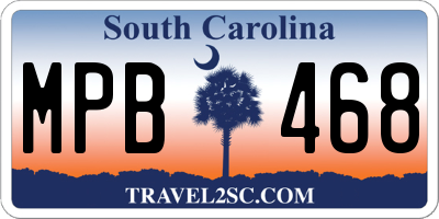 SC license plate MPB468