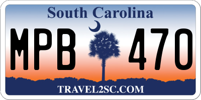 SC license plate MPB470