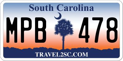 SC license plate MPB478
