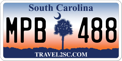 SC license plate MPB488