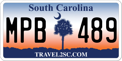 SC license plate MPB489