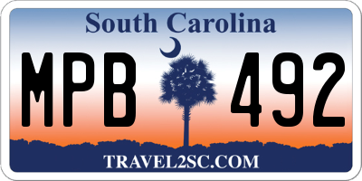 SC license plate MPB492