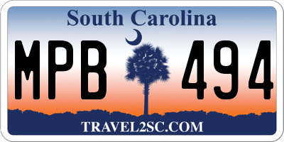 SC license plate MPB494