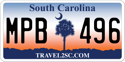 SC license plate MPB496