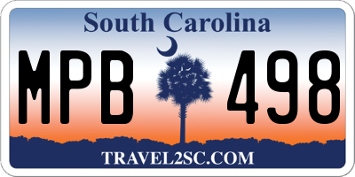 SC license plate MPB498