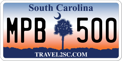 SC license plate MPB500