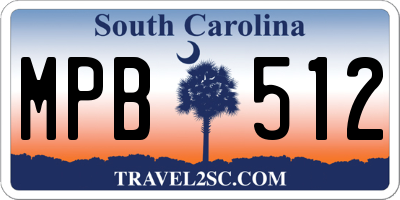 SC license plate MPB512