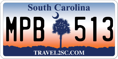 SC license plate MPB513