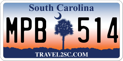 SC license plate MPB514