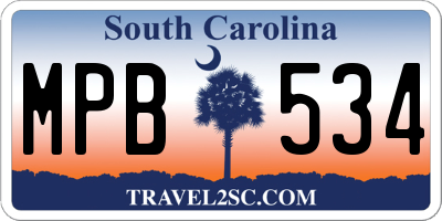 SC license plate MPB534