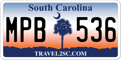 SC license plate MPB536