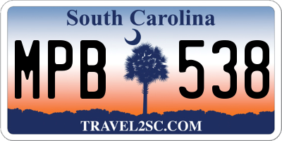 SC license plate MPB538