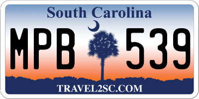 SC license plate MPB539