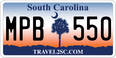 SC license plate MPB550