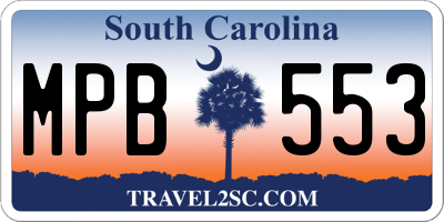 SC license plate MPB553