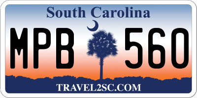 SC license plate MPB560