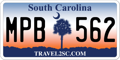 SC license plate MPB562