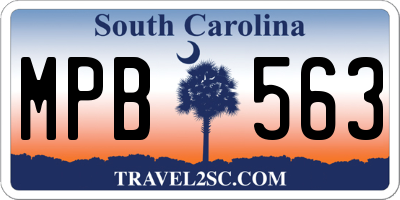 SC license plate MPB563