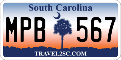 SC license plate MPB567