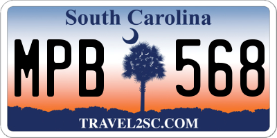 SC license plate MPB568
