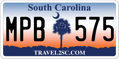 SC license plate MPB575