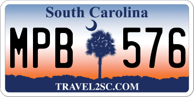 SC license plate MPB576