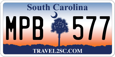 SC license plate MPB577