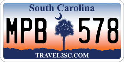SC license plate MPB578