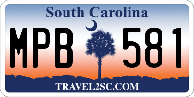 SC license plate MPB581