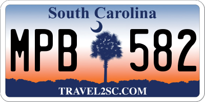 SC license plate MPB582