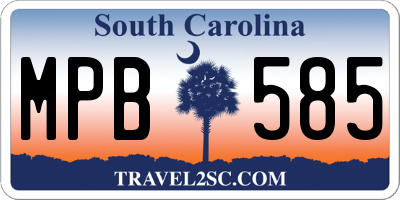 SC license plate MPB585