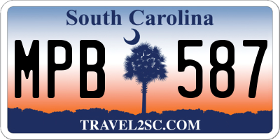 SC license plate MPB587