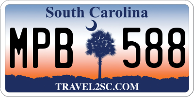 SC license plate MPB588
