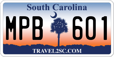 SC license plate MPB601