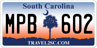 SC license plate MPB602