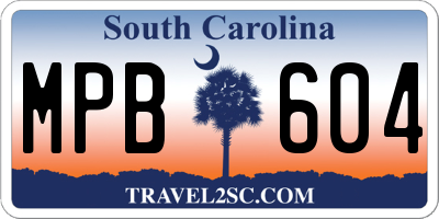 SC license plate MPB604