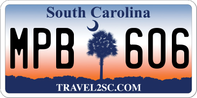 SC license plate MPB606