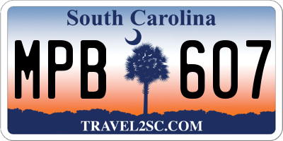 SC license plate MPB607