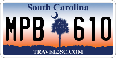 SC license plate MPB610