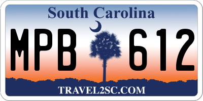 SC license plate MPB612