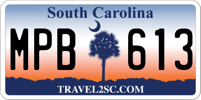 SC license plate MPB613