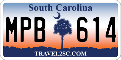 SC license plate MPB614