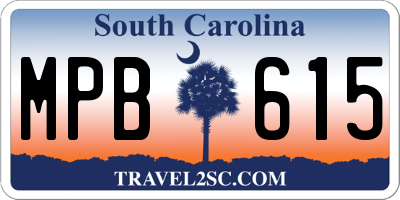 SC license plate MPB615