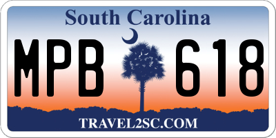 SC license plate MPB618